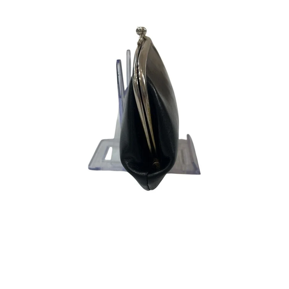 Vintage Black Leather Kisslock Clutch Wallet